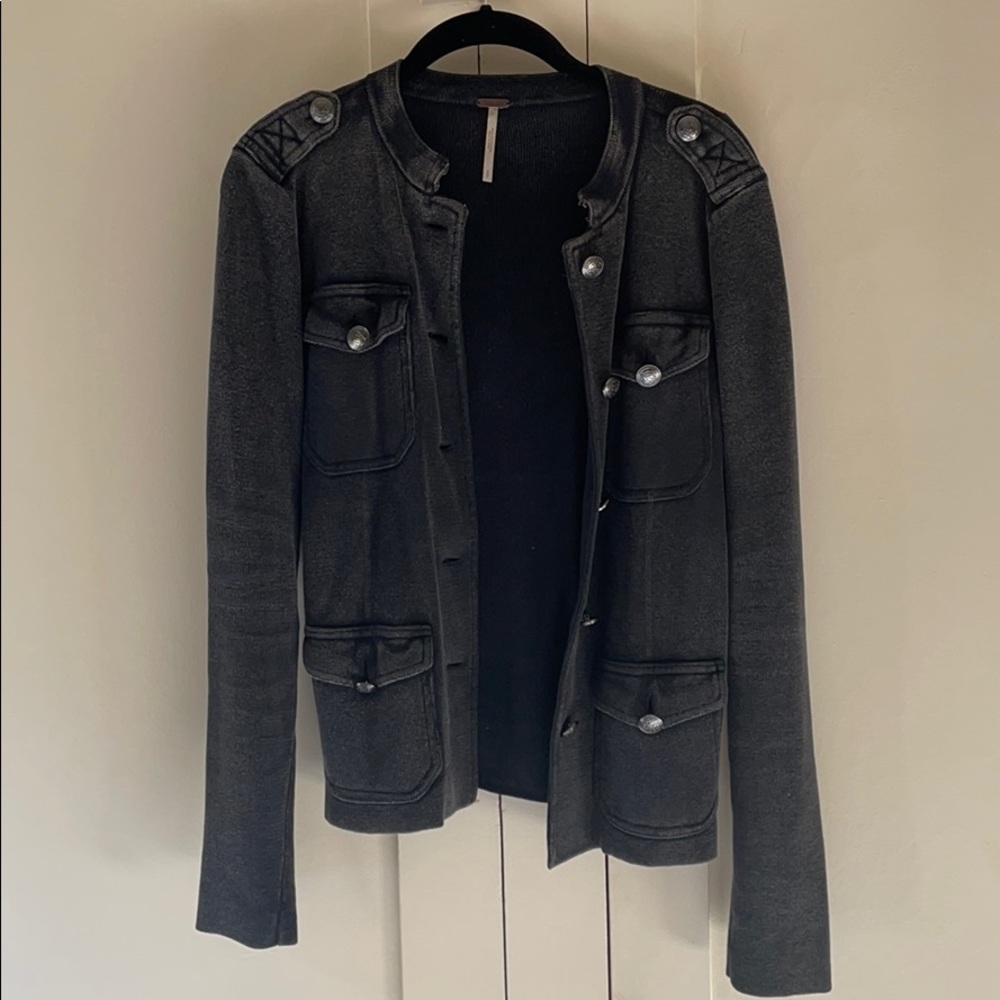 Free People moto style sweater jacket